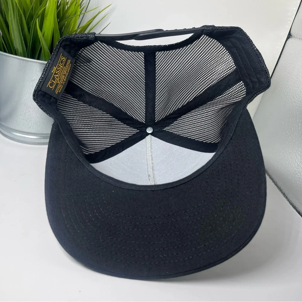 Yupoong Snapback Mesh Trucker Hat Flag Design & Navy Seal‎ Logo Black & White